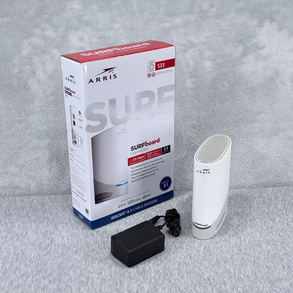 Arris SURFboard S33 DOCSIS 3.1 Cable Modem 2.5 Gbps Ethernet Port Multi-Gig